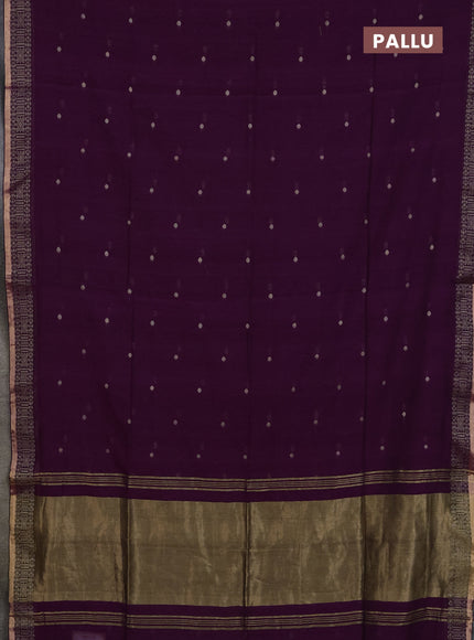 Bengal cotton saree purple with thread woven buttas and thread & zari woven border