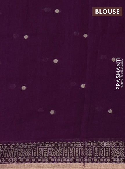 Bengal cotton saree purple with thread woven buttas and thread & zari woven border
