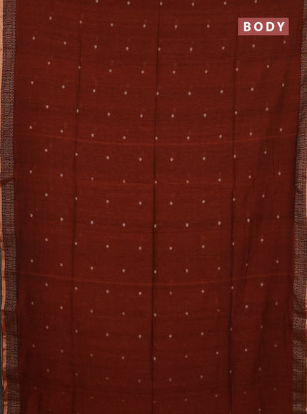 Bengal cotton saree rust shade with thread woven buttas and thread & zari woven border