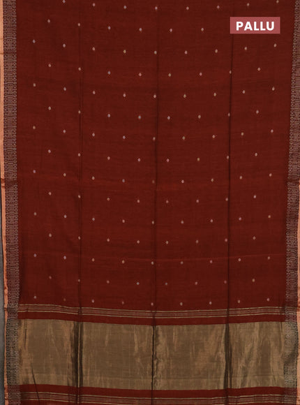 Bengal cotton saree rust shade with thread woven buttas and thread & zari woven border