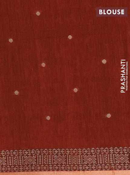 Bengal cotton saree rust shade with thread woven buttas and thread & zari woven border