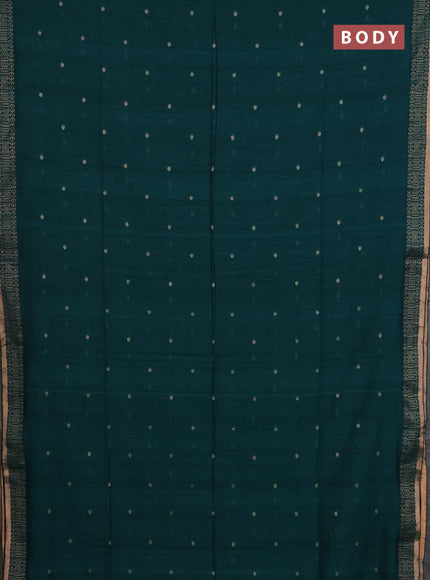 Bengal cotton saree peacock green with thread woven buttas and thread & zari woven border