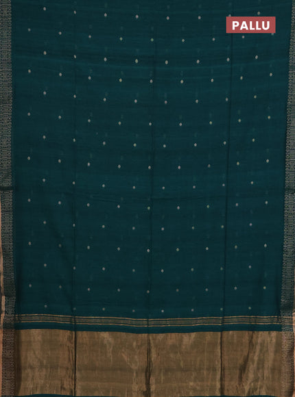 Bengal cotton saree peacock green with thread woven buttas and thread & zari woven border