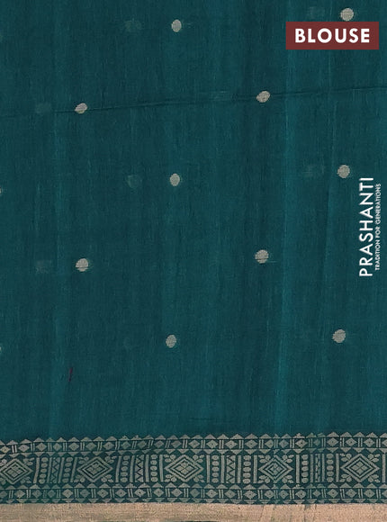 Bengal cotton saree peacock green with thread woven buttas and thread & zari woven border