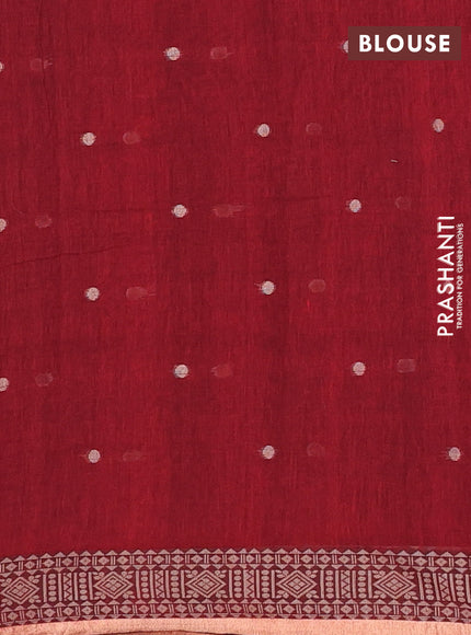 Bengal cotton saree maroon with thread woven buttas and thread & zari woven border