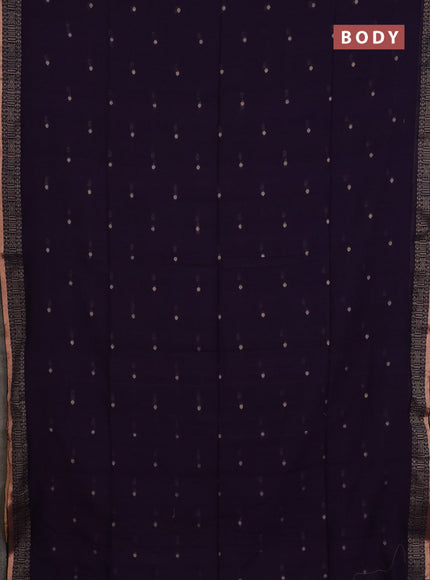 Bengal cotton saree deep purple with thread woven buttas and thread & zari woven border