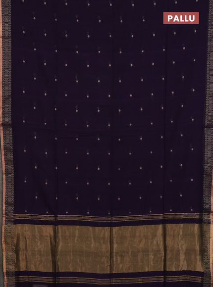 Bengal cotton saree deep purple with thread woven buttas and thread & zari woven border