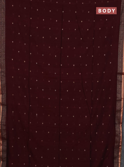 Bengal cotton saree deep maroon with thread woven buttas and thread & zari woven border