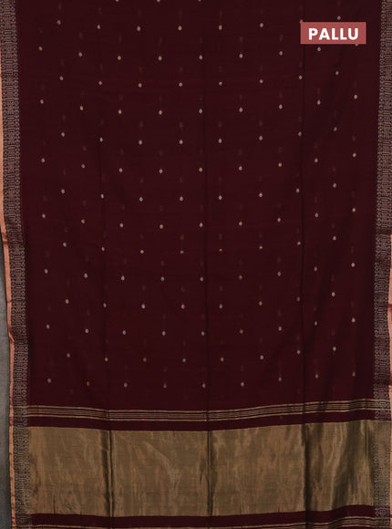 Bengal cotton saree deep maroon with thread woven buttas and thread & zari woven border