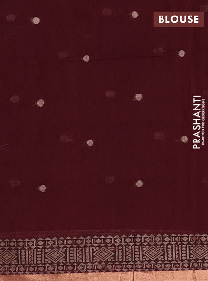 Bengal cotton saree deep maroon with thread woven buttas and thread & zari woven border