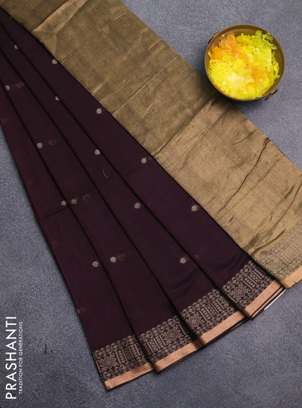 Bengal cotton saree deep wine shade with thread woven buttas and thread & zari woven border
