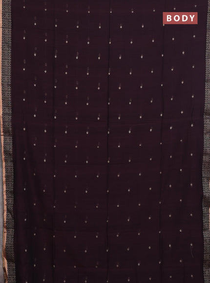 Bengal cotton saree deep wine shade with thread woven buttas and thread & zari woven border