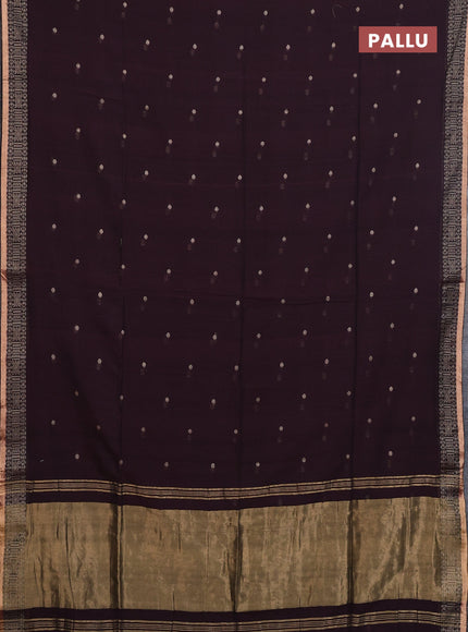 Bengal cotton saree deep wine shade with thread woven buttas and thread & zari woven border