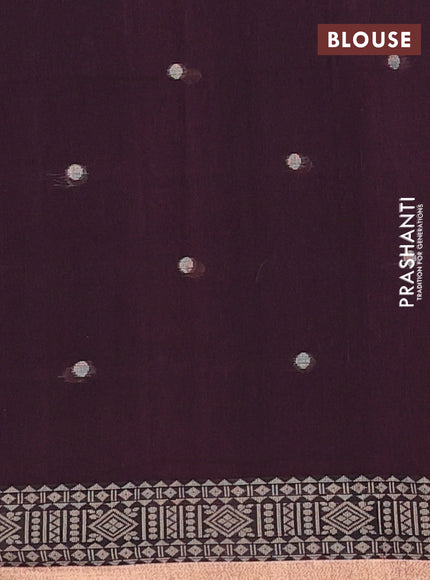 Bengal cotton saree deep wine shade with thread woven buttas and thread & zari woven border