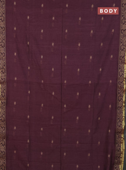 Bengal cotton saree pastel maroon with thread woven buttas and thread & zari woven border