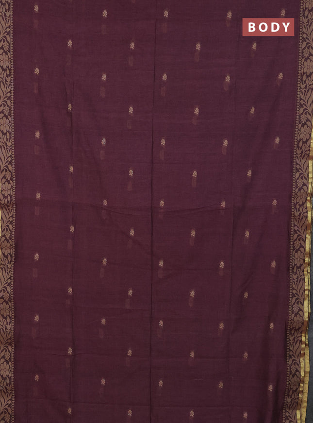 Bengal cotton saree pastel maroon with thread woven buttas and thread & zari woven border