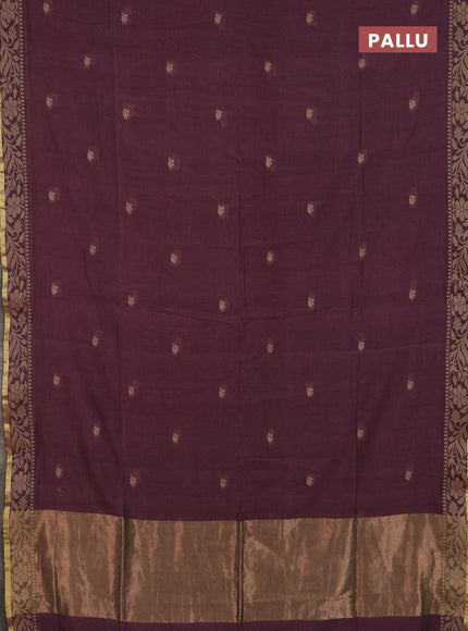 Bengal cotton saree pastel maroon with thread woven buttas and thread & zari woven border