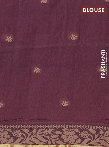 Bengal cotton saree pastel maroon with thread woven buttas and thread & zari woven border