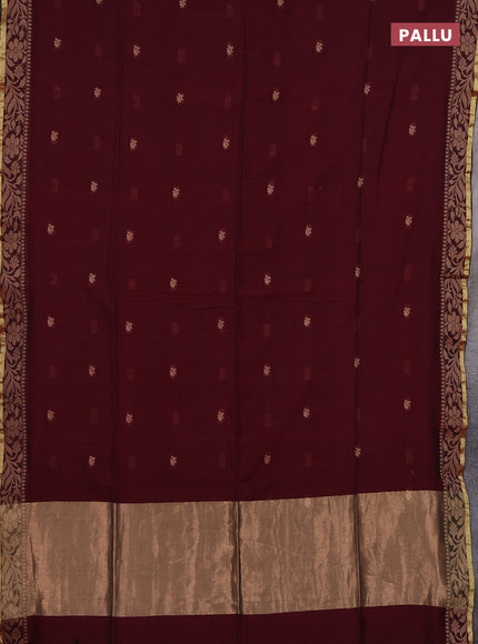 Bengal cotton saree deep maroon with thread woven buttas and thread & zari woven border