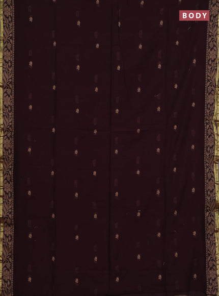 Bengal cotton saree coffee brown with thread woven buttas and thread & zari woven border