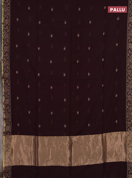 Bengal cotton saree coffee brown with thread woven buttas and thread & zari woven border