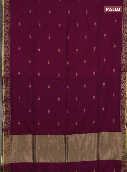 Bengal cotton saree magenta pink with thread woven buttas and thread & zari woven border