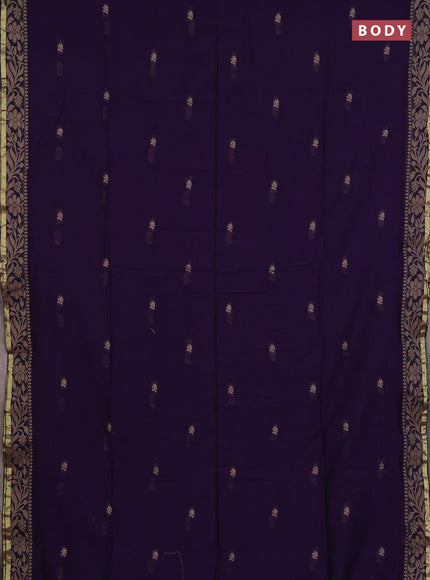 Bengal cotton saree deep violet with thread woven buttas and thread & zari woven border