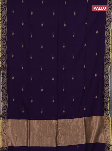Bengal cotton saree deep violet with thread woven buttas and thread & zari woven border