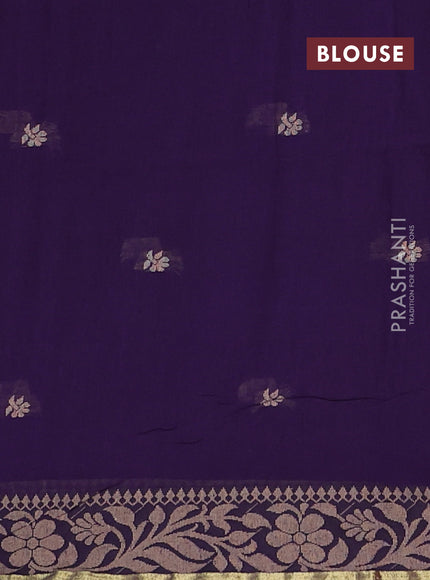 Bengal cotton saree deep violet with thread woven buttas and thread & zari woven border