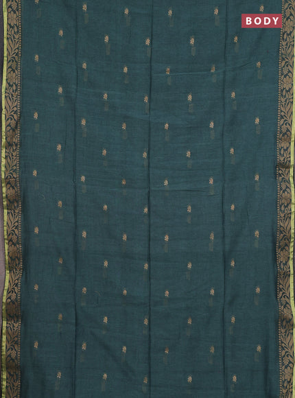 Bengal cotton saree light green with thread woven buttas and thread & zari woven border