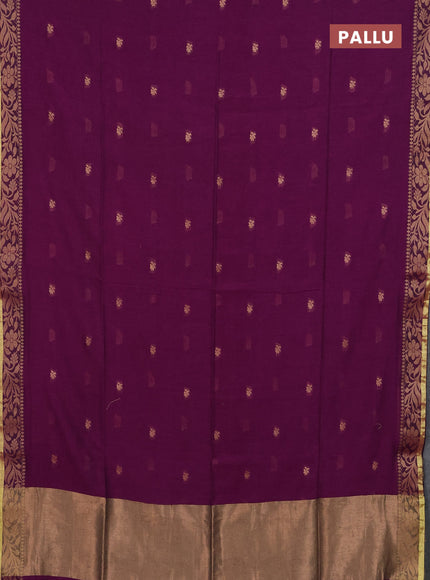 Bengal cotton saree purple with thread woven buttas and thread & zari woven border