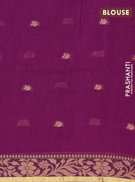 Bengal cotton saree purple with thread woven buttas and thread & zari woven border