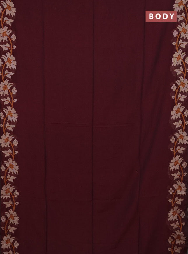 Bengal cotton saree deep wine shade with thread woven buttas and thread woven border