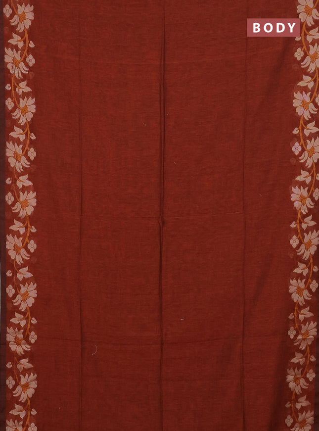 Bengal cotton saree rust shade with thread woven buttas and thread woven border