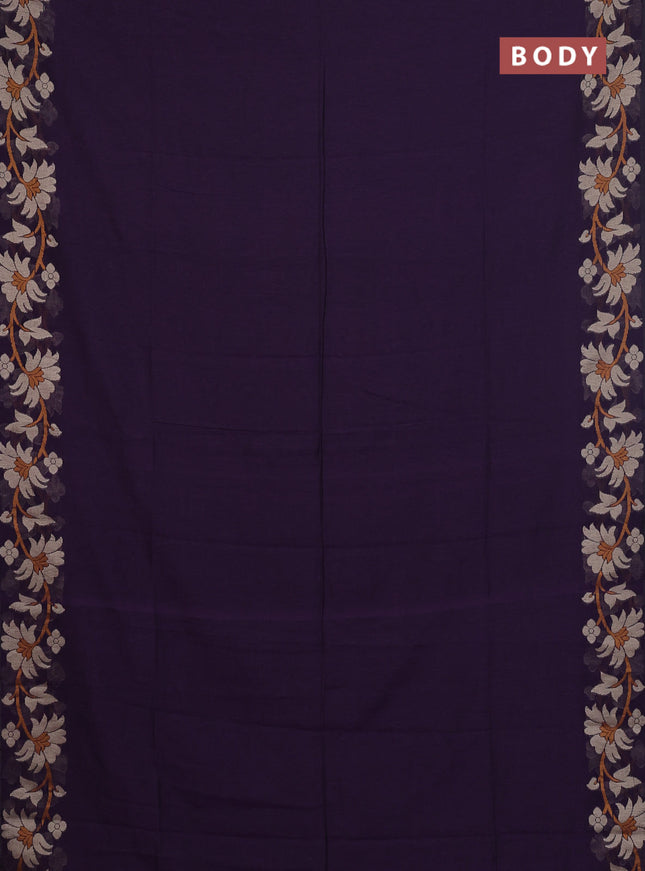 Bengal cotton saree deep violet with thread woven buttas and thread woven border