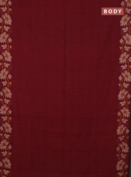 Bengal cotton saree maroon with thread woven buttas and thread woven border