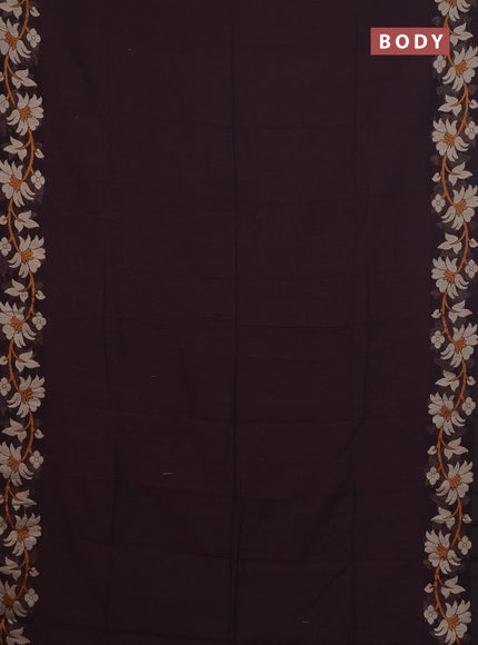 Bengal cotton saree deep maroon with thread woven buttas and thread woven border
