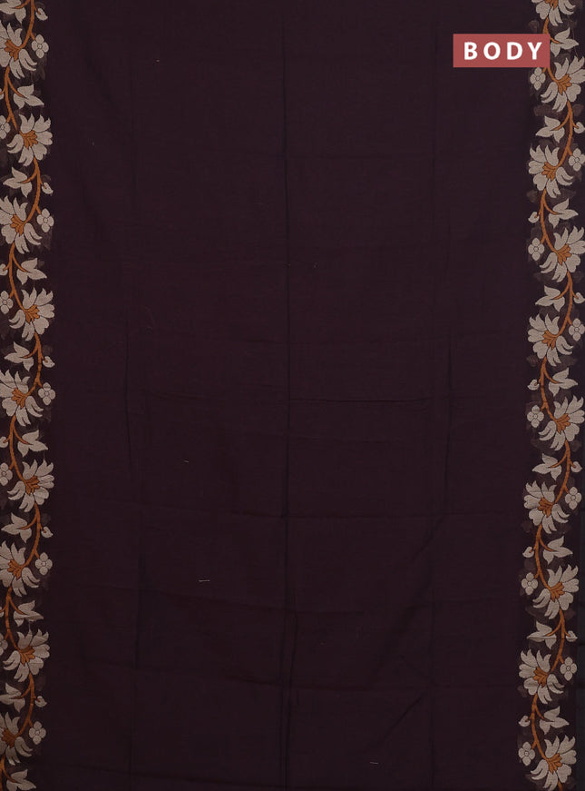 Bengal cotton saree deep maroon with thread woven buttas and thread woven border