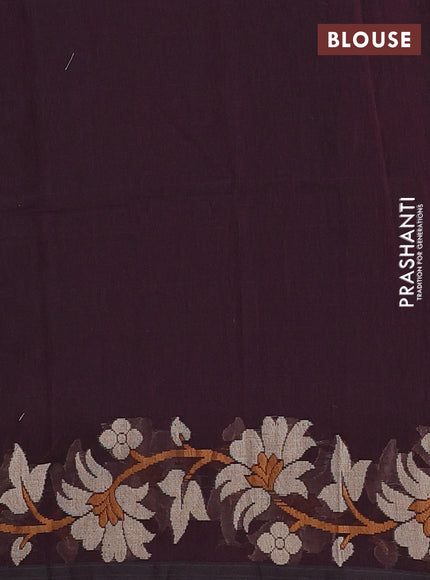 Bengal cotton saree deep maroon with thread woven buttas and thread woven border