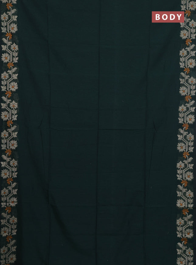 Bengal cotton saree bottle green with plain body and thread woven border