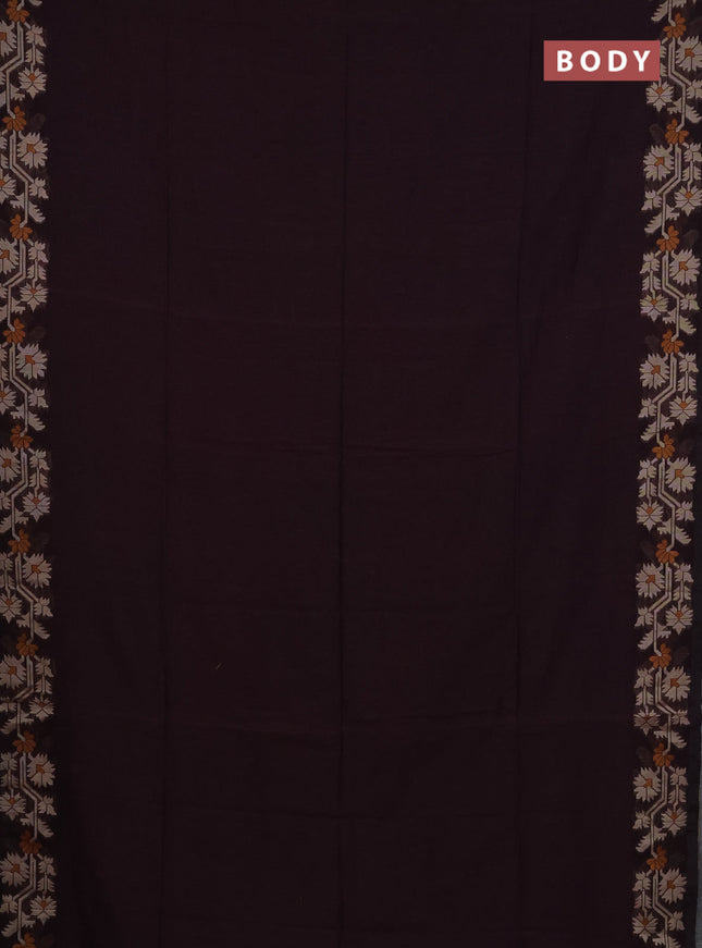 Bengal cotton saree wine shade with plain body and thread woven border