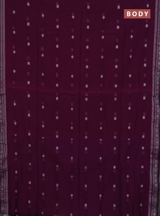 Bengal cotton saree purple with thread woven buttas and thread woven border