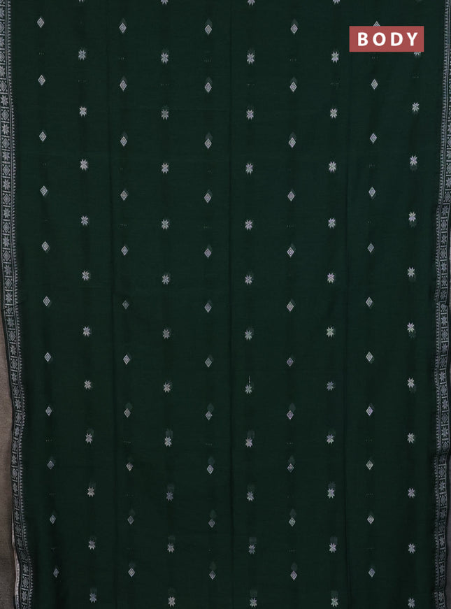 Bengal cotton saree bottle green with thread woven buttas and thread woven border