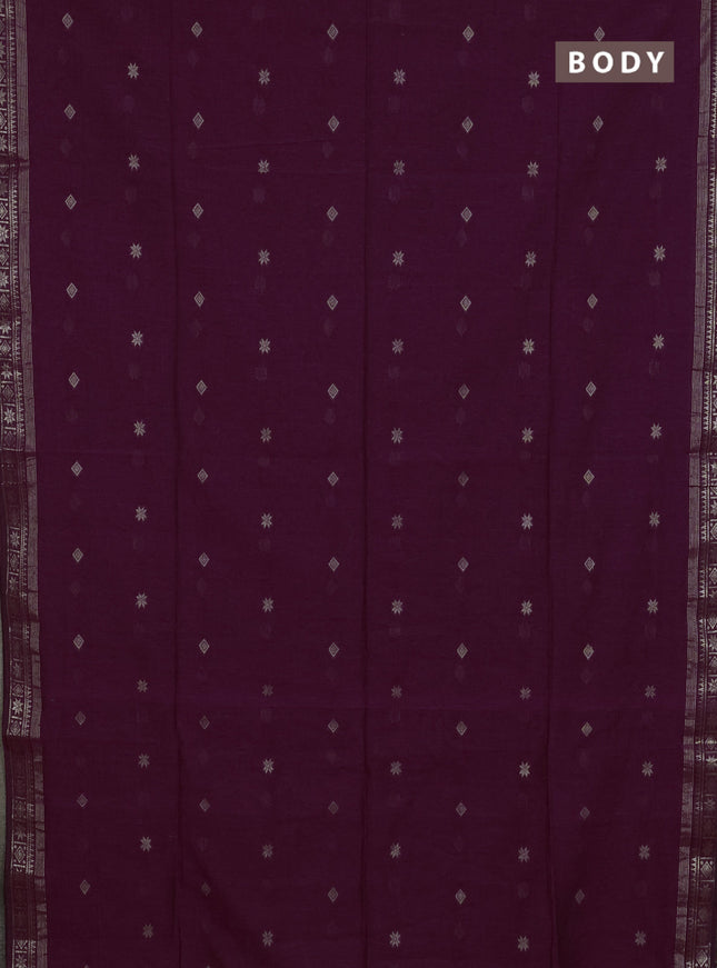 Bengal cotton saree magenta pink with thread woven buttas and zari woven border