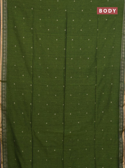 Bengal cotton saree magenta pink with thread woven buttas and thread & zari woven border