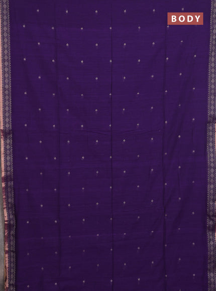 Bengal cotton saree violet with thread woven buttas and thread & zari woven border