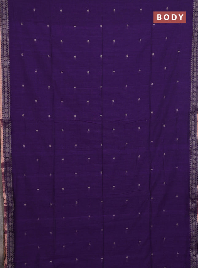 Bengal cotton saree violet with thread woven buttas and thread & zari woven border