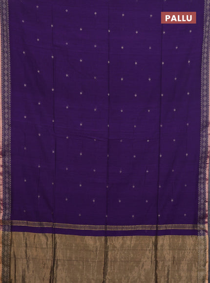 Bengal cotton saree violet with thread woven buttas and thread & zari woven border