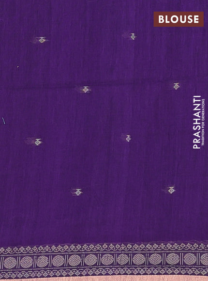 Bengal cotton saree violet with thread woven buttas and thread & zari woven border