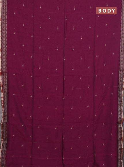 Bengal cotton saree purple with thread woven buttas and thread & zari woven border